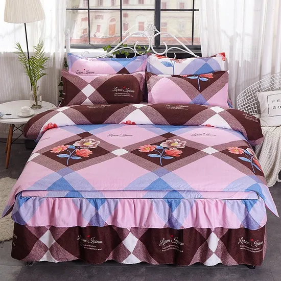 Wholesale Custom Printing Bedsheets Bed Sheet Duvet Cover 100% Cotton Fiber Polyester Quilt Cover Pillow Case 4 PCS Bedding Set