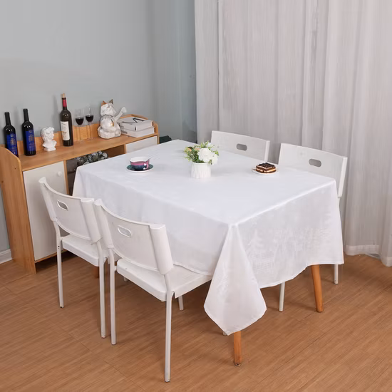 100%Polyester Waterproof Teflon Luxury Hotel Party Table Cloth Table Cover Decorative Jacquard Wedding Table Cloth Cover Tablecloth