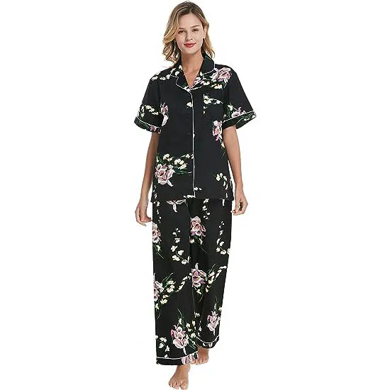 Cotton Pajama Set for Women with Short Sleeve Sleepwear