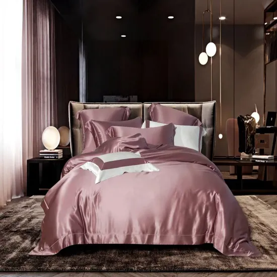 Top Luxury Plain Purple Duvet Quilt Cover Summer Cooling Flat Sheet Customizable 19/20/22mm Mulberry Silk Bed Sheets Skin