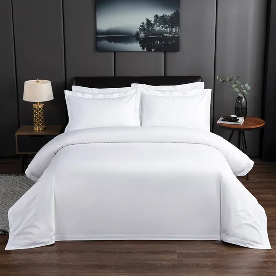 Wholesale Custom Size Breathable Hotel Bedding Set White Cotton Bed Sheet 
