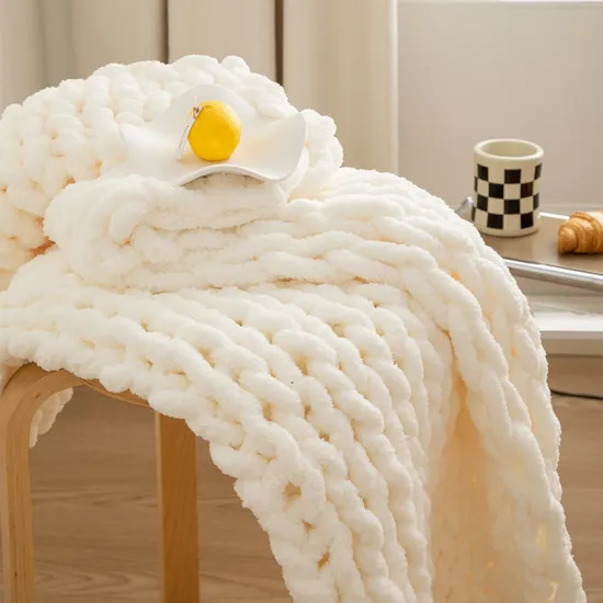 Wholesale 50*60 Inches Chenille Weighted Super Soft Cozy Chunky Woven Knit Throw Blanket for Home Decor 
