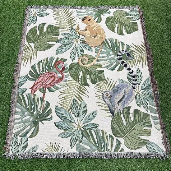 Flora and Fauna Woven Blankets Wholesale High Quality Gobelin Tapestry Woven Custom 