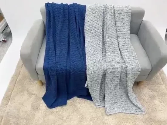 Cozy Woven Lightweight Blanket Knitted Throw Blanket for Couch 60%Bci Cotton 40%Acrylic Knitted 