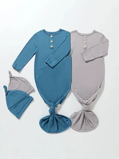 Customized Baby Romper Clothing Bamboo Fiber Baby Sleeping Bag Hat Two Piece Set 